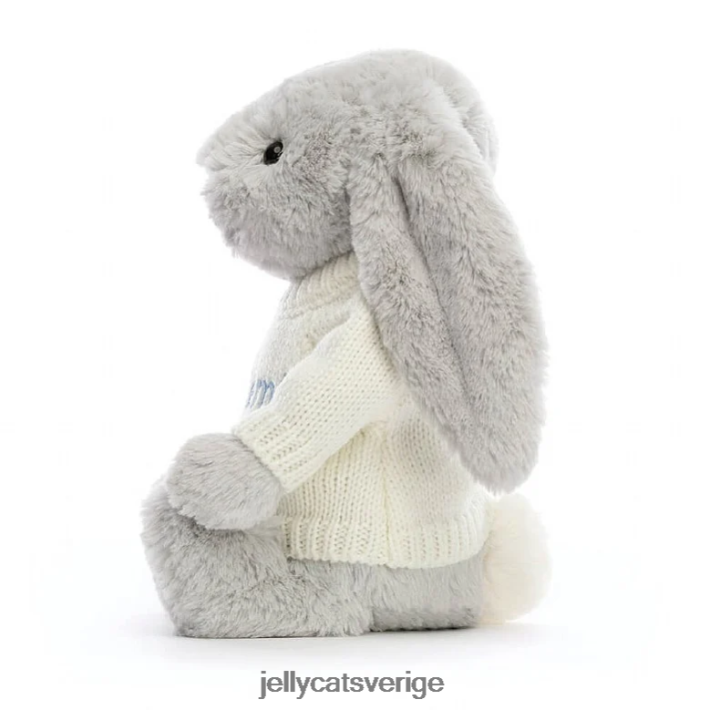 Jellycat leksak blyg kanin med personlig gräddtröja silver 4206LT371