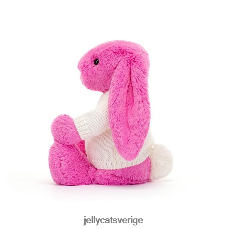 Jellycat leksak blyg kanin med personlig gräddtröja varm rosa 4206LT216