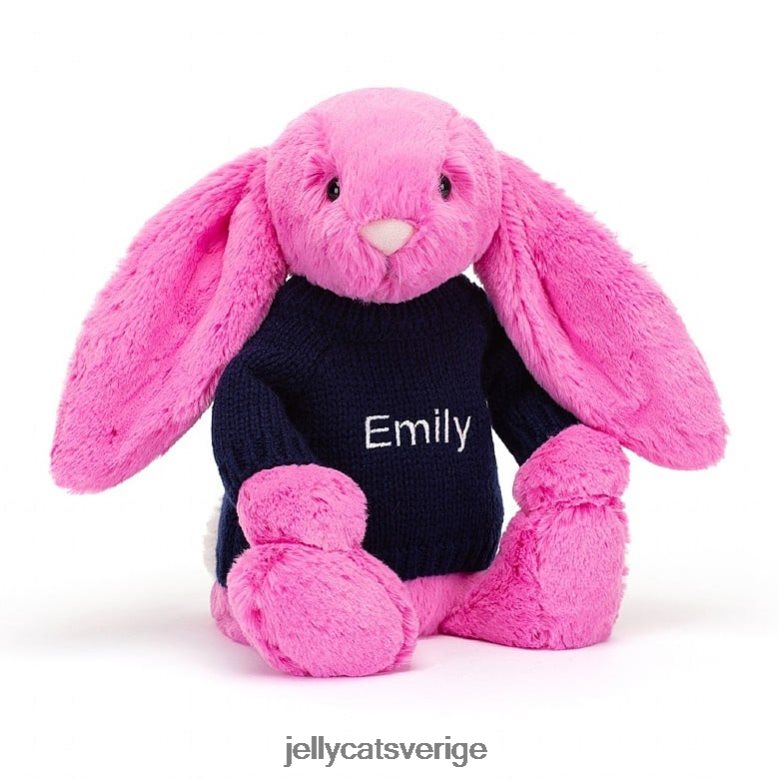 Jellycat leksak blyg kanin med personlig marin tröja i rosa 4206LT470