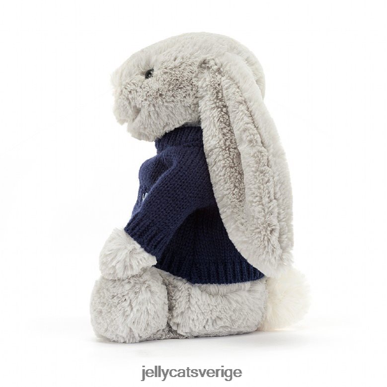 Jellycat leksak blyg kanin med personlig marin tröja i silver 4206LT345