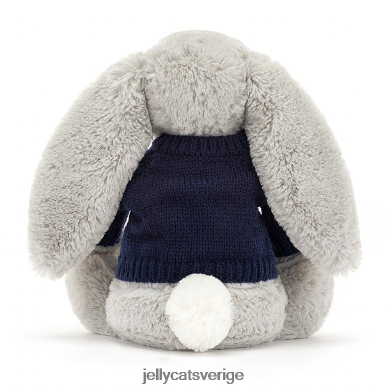 Jellycat leksak blyg kanin med personlig marin tröja i silver 4206LT345