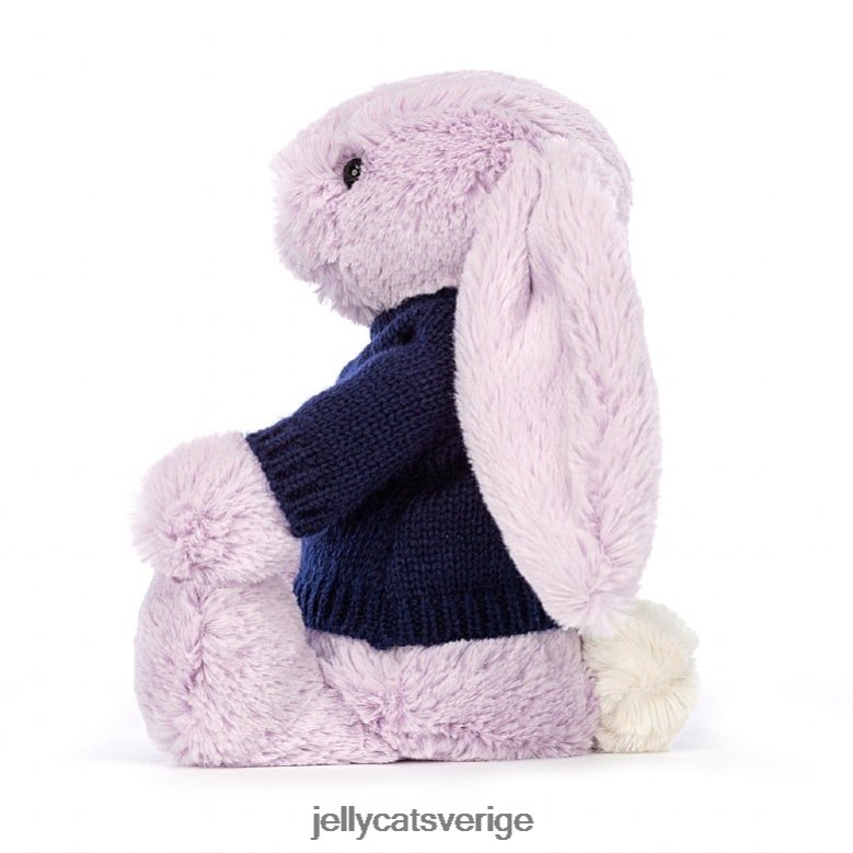 Jellycat leksak blyg kanin med personlig marin tröja lila 4206LT453