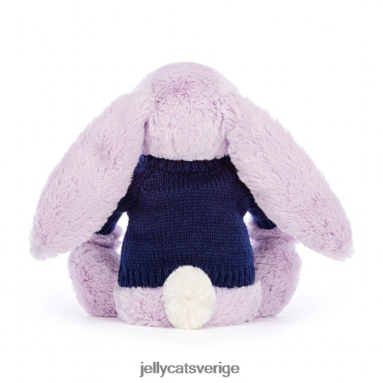 Jellycat leksak blyg kanin med personlig marin tröja lila 4206LT453