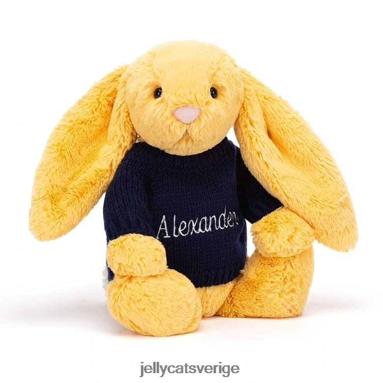 Jellycat leksak blyg kanin med personlig marin tröja solsken 4206LT390