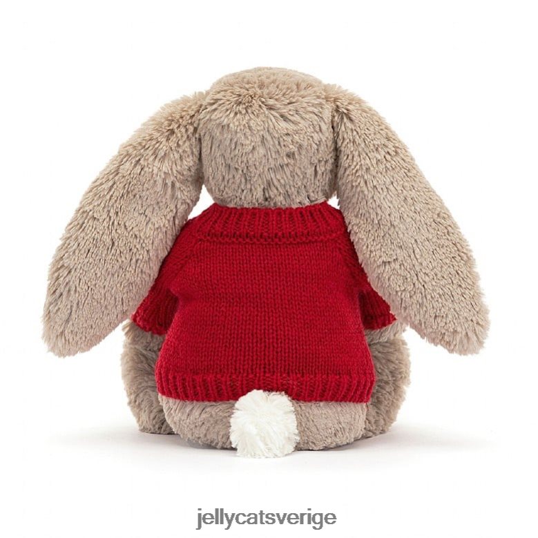 Jellycat leksak blyg kanin med personlig röd tröja beige 4206LT178