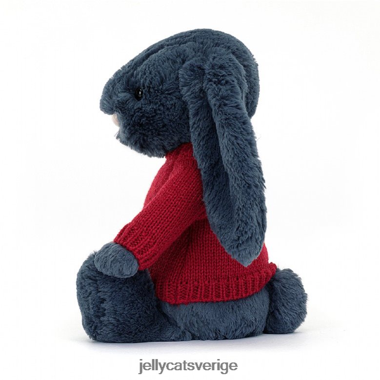Jellycat leksak blyg kanin med personlig röd tröja marinblå 4206LT374
