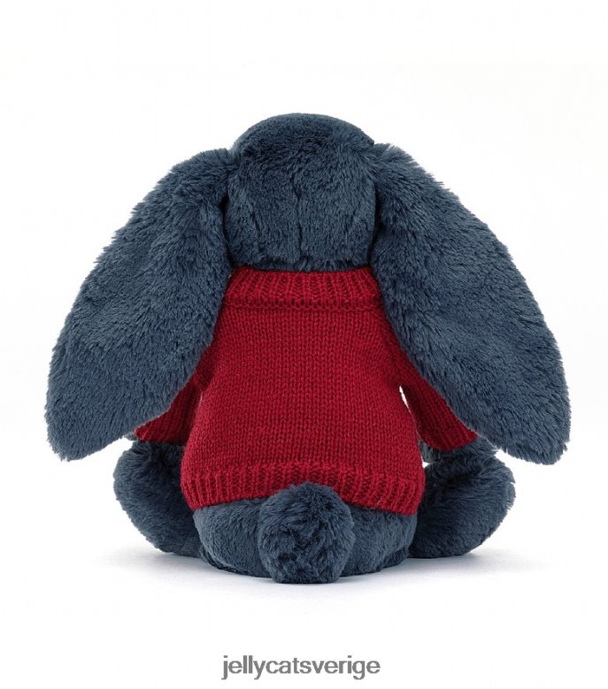 Jellycat leksak blyg kanin med personlig röd tröja marinblå 4206LT374