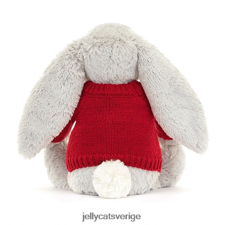 Jellycat leksak blyg kanin med personlig röd tröja silver 4206LT245