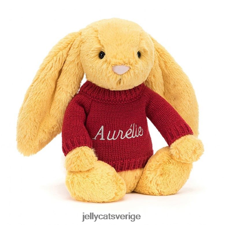 Jellycat leksak blyg kanin med personlig röd tröja solsken 4206LT332