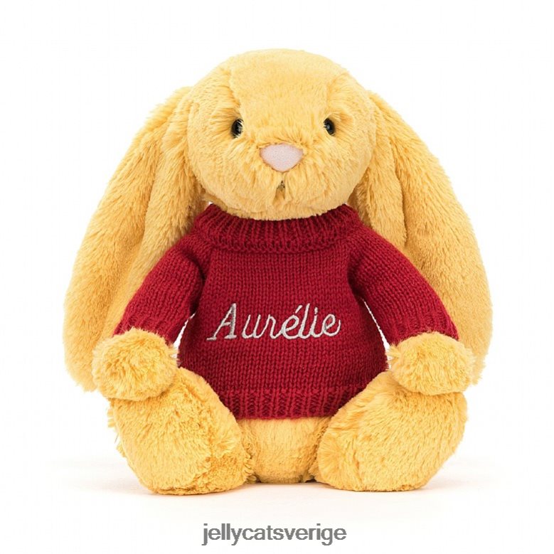 Jellycat leksak blyg kanin med personlig röd tröja solsken 4206LT332