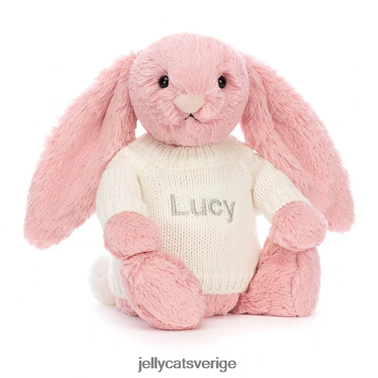 Jellycat leksak blyg kronblad kanin med personlig gräddtröja sorbet rosa 4206LT243
