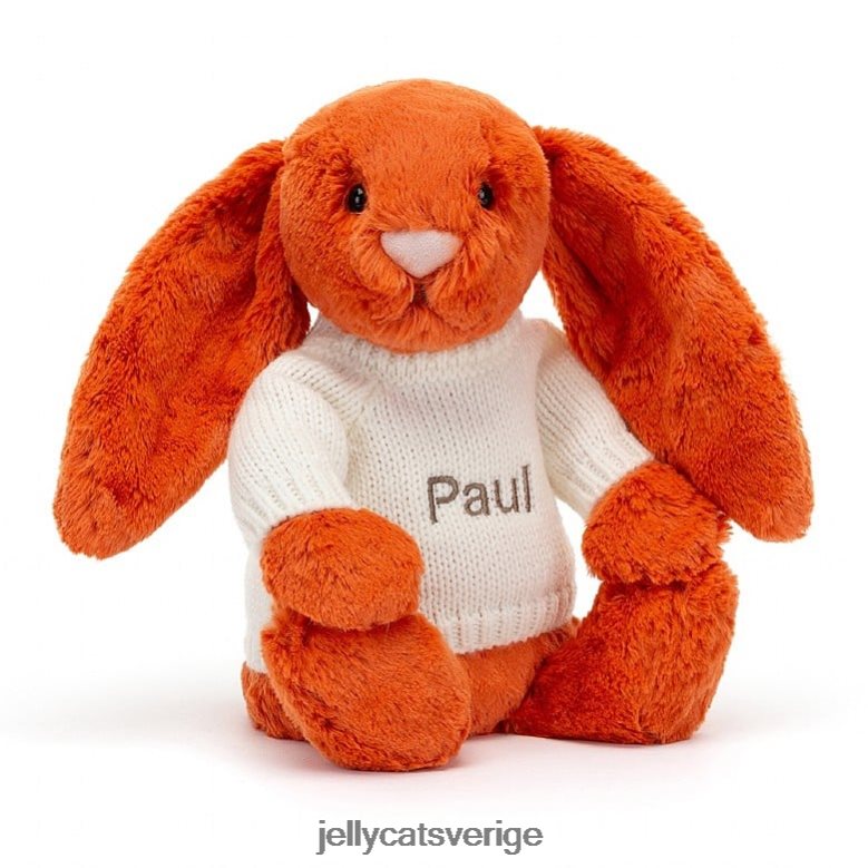 Jellycat leksak blyg mandarinkanin med personlig gräddtröja apelsin 4206LT504