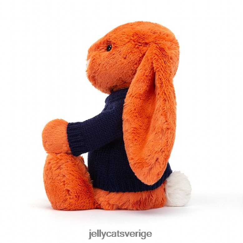 Jellycat leksak blyg mandarinkanin med personlig marin tröja orange 4206LT508