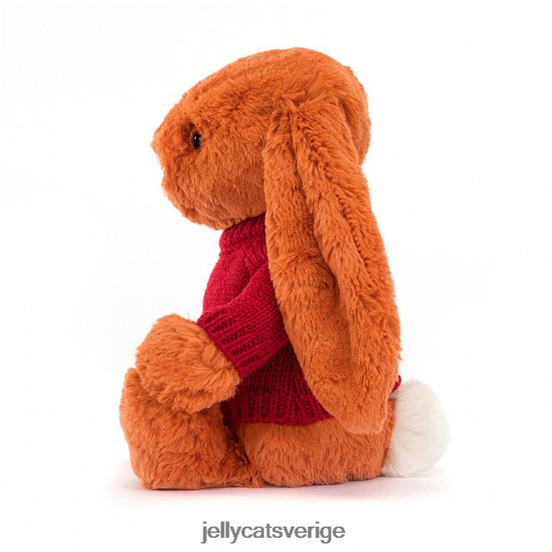 Jellycat leksak blyg mandarinkanin med personlig röd tröja orange 4206LT509