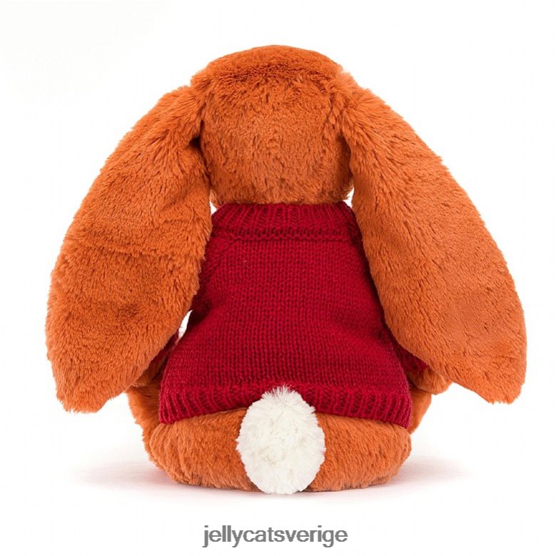 Jellycat leksak blyg mandarinkanin med personlig röd tröja orange 4206LT509
