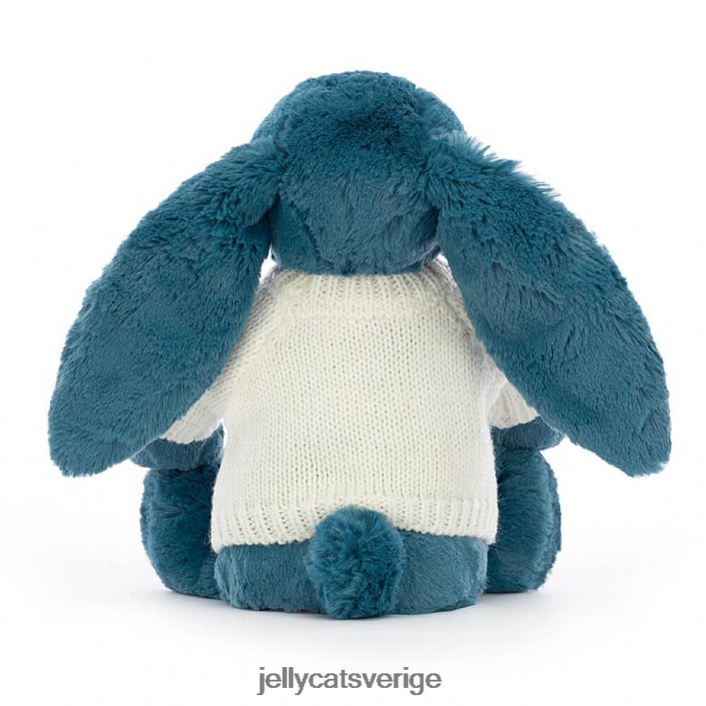 Jellycat leksak blyg mineralblå kanin med personlig gräddtröja kolboltblå 4206LT330