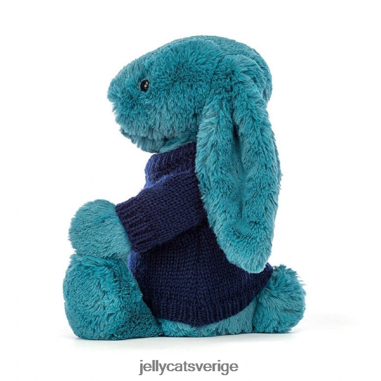 Jellycat leksak blyg mineralblå kanin med personlig marin tröja kolboltblå 4206LT316
