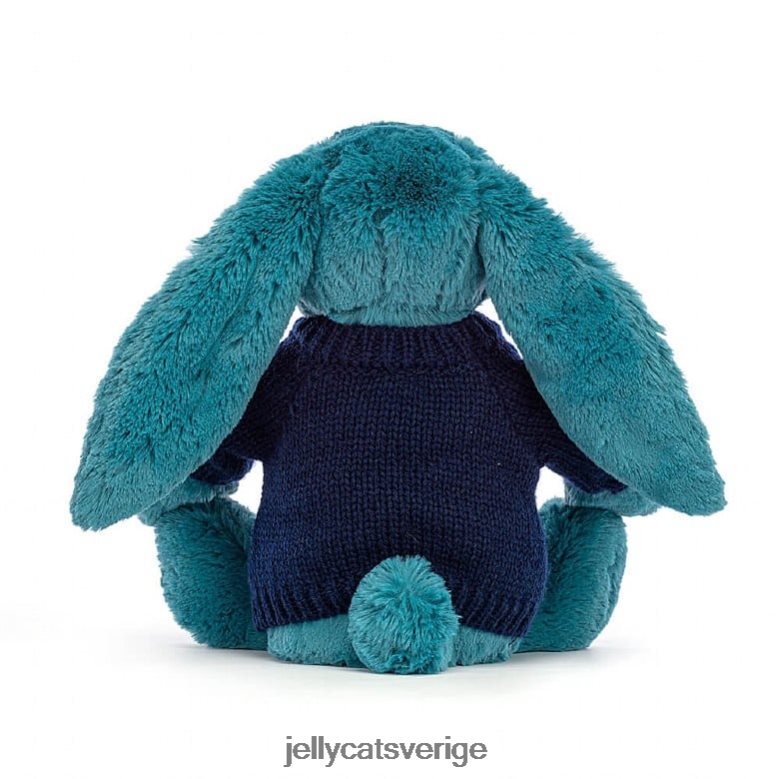 Jellycat leksak blyg mineralblå kanin med personlig marin tröja kolboltblå 4206LT316
