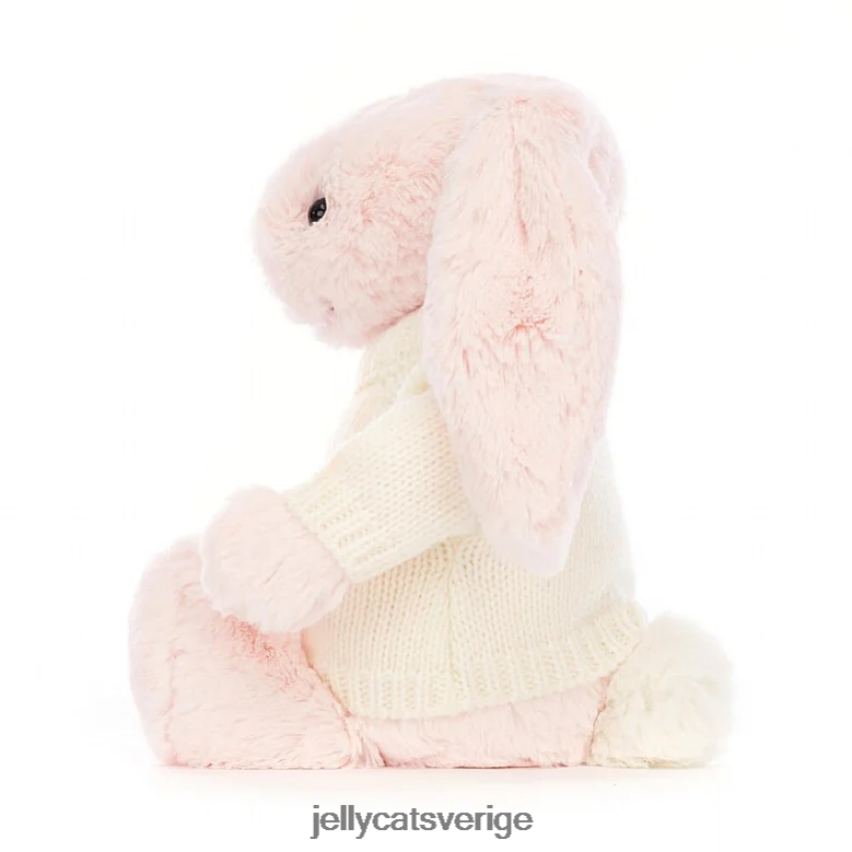 Jellycat leksak blyg rosa kanin med personlig gräddtröja babyrosa 4206LT159