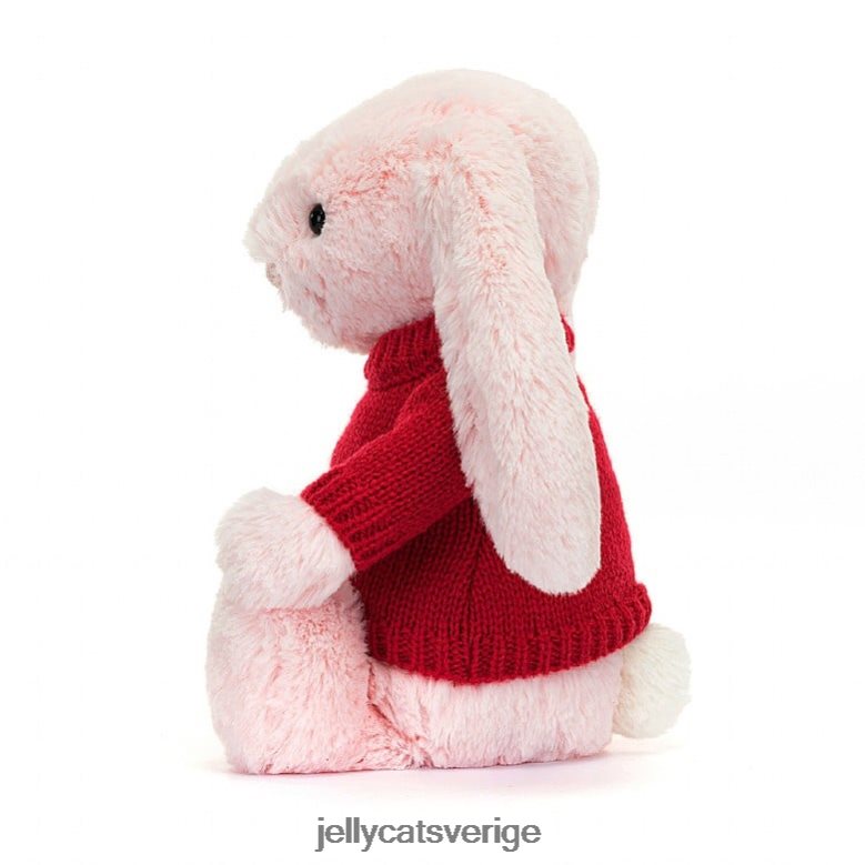 Jellycat leksak blyg rosa kanin med personlig röd tröja babyrosa 4206LT172
