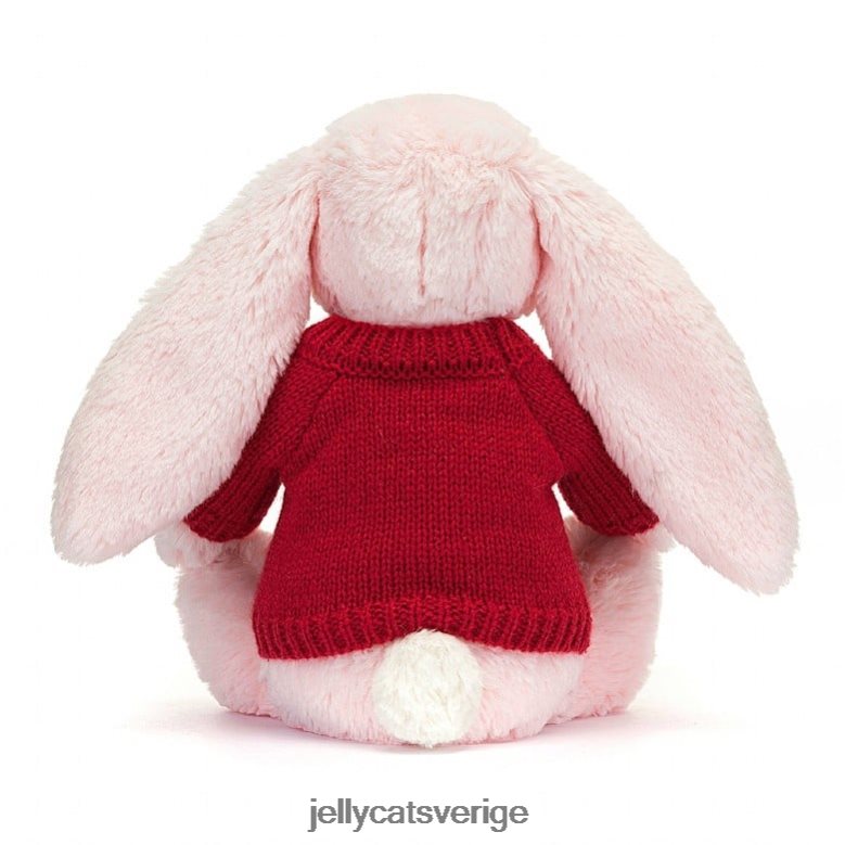 Jellycat leksak blyg rosa kanin med personlig röd tröja babyrosa 4206LT172