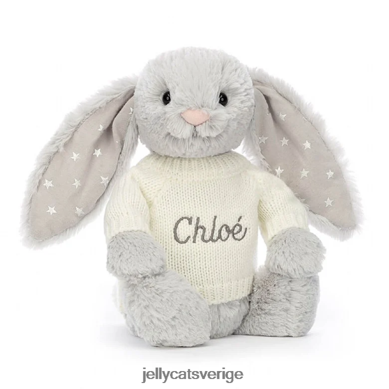 Jellycat leksak blyg skimmer kanin med personlig gräddtröja grå 4206LT267