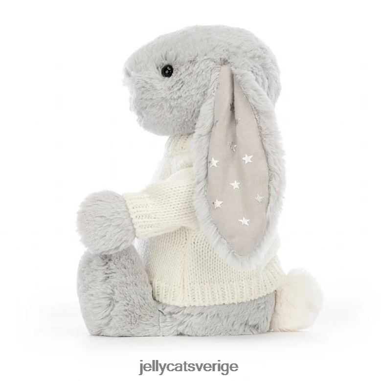 Jellycat leksak blyg skimmer kanin med personlig gräddtröja grå 4206LT267