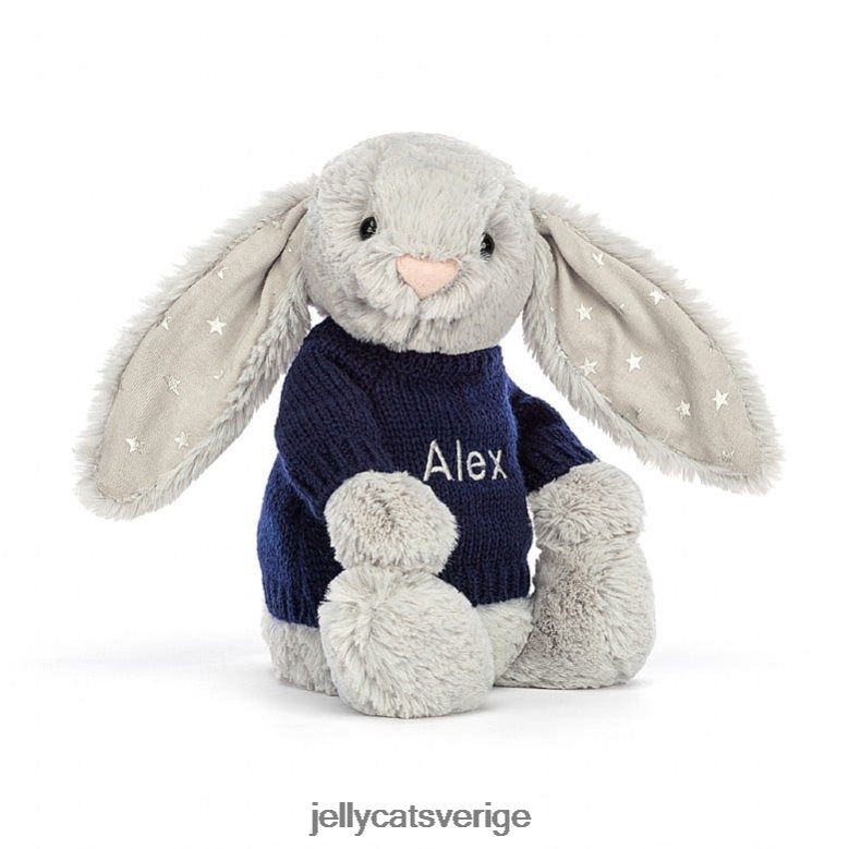 Jellycat leksak blyg skimmer kanin med personlig marin tröja grå 4206LT356