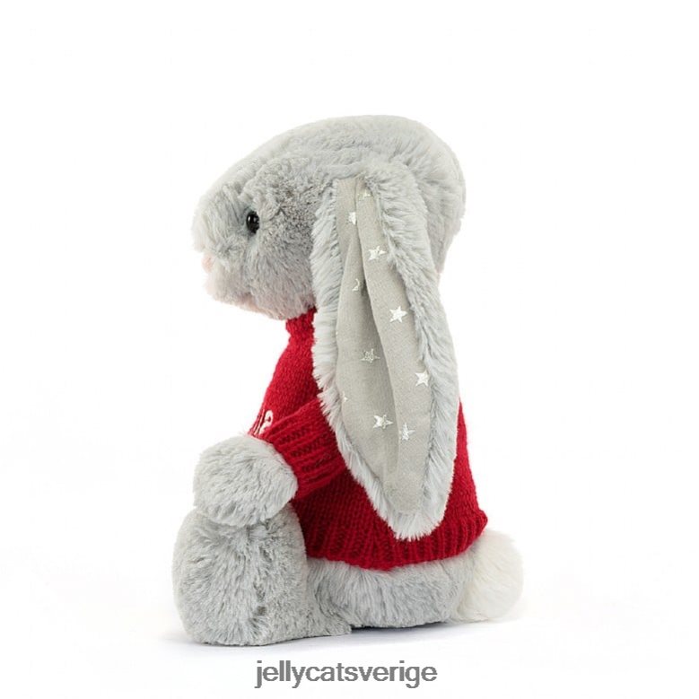 Jellycat leksak blyg skimmer kanin med personlig röd tröja grå 4206LT416