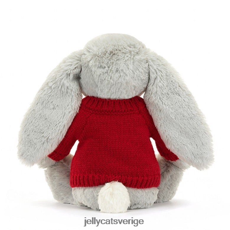Jellycat leksak blyg skimmer kanin med personlig röd tröja grå 4206LT416