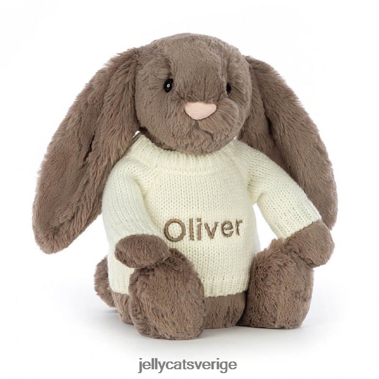 Jellycat leksak blyg tryffelkanin med personlig gräddtröja brun 4206LT281