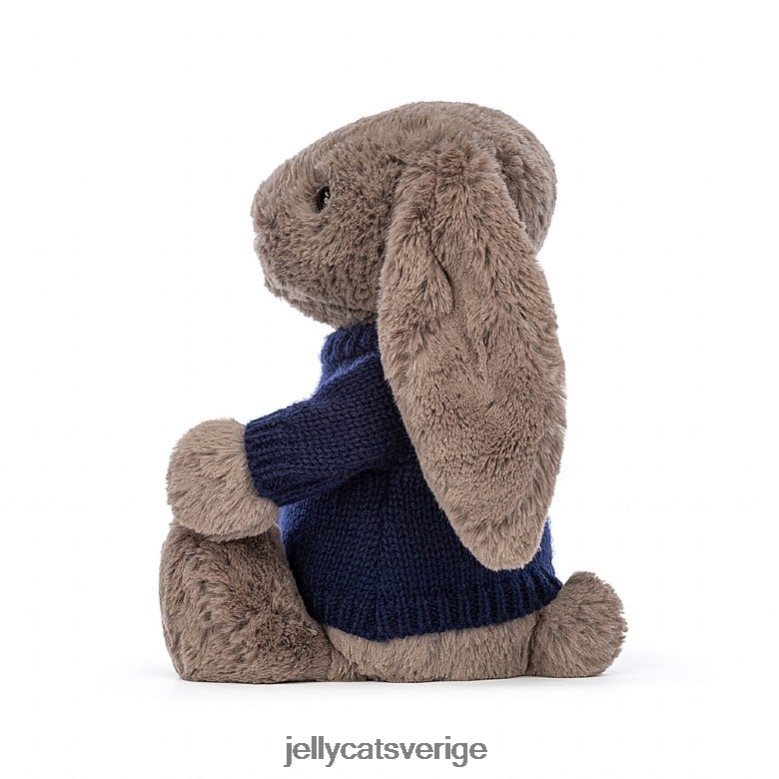 Jellycat leksak blyg tryffelkanin med personlig marin tröja brun 4206LT373
