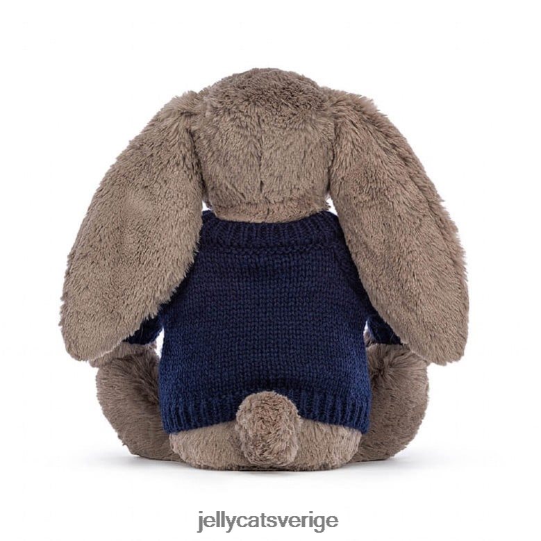 Jellycat leksak blyg tryffelkanin med personlig marin tröja brun 4206LT373