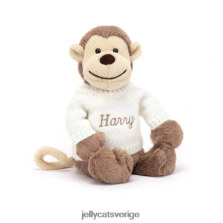 Jellycat leksak blyg apa med personlig gräddtröja brun 4206LT191