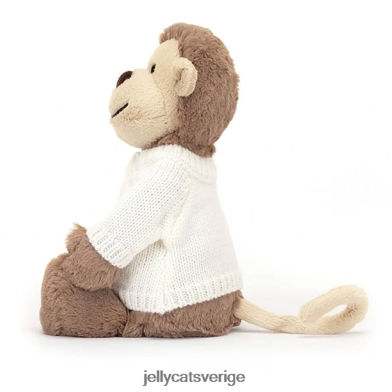 Jellycat leksak blyg apa med personlig gräddtröja brun 4206LT191