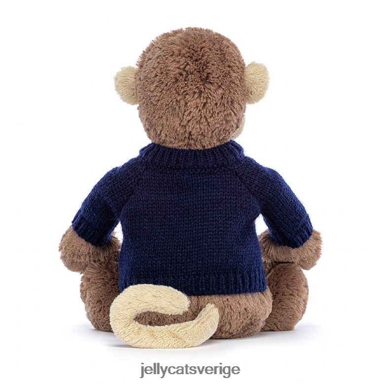 Jellycat leksak blyg apa med personlig marin tröja brun 4206LT192