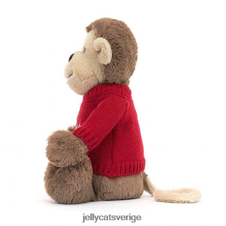 Jellycat leksak blyg apa med personlig röd tröja brun 4206LT189