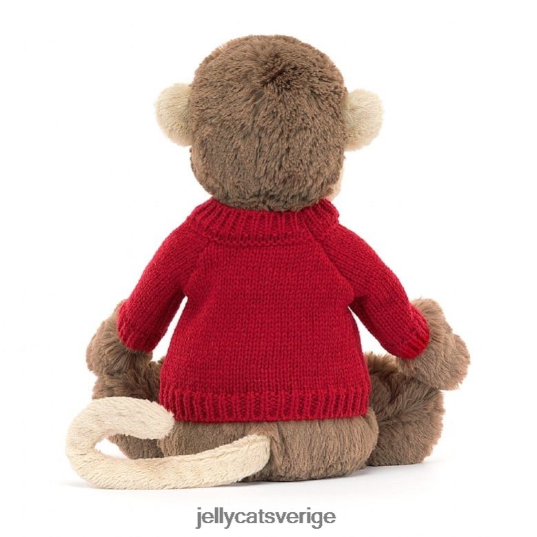 Jellycat leksak blyg apa med personlig röd tröja brun 4206LT189