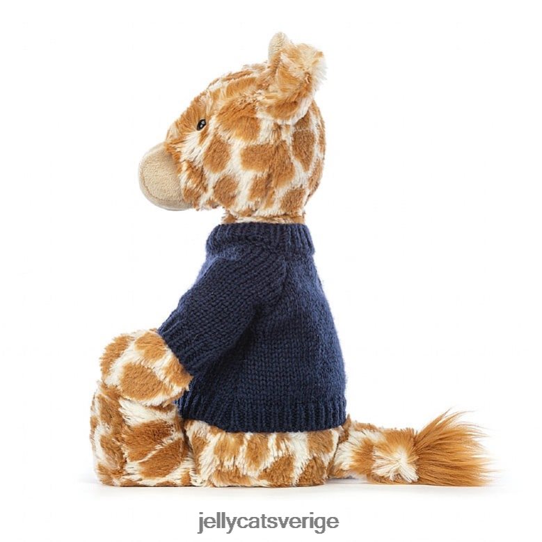 Jellycat leksak blyg giraff med personlig marin tröja orange 4206LT283