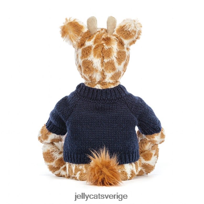 Jellycat leksak blyg giraff med personlig marin tröja orange 4206LT283