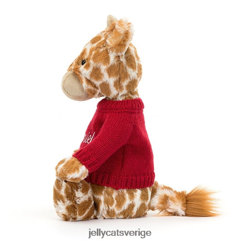 Jellycat leksak blyg giraff med personlig röd tröja orange 4206LT224