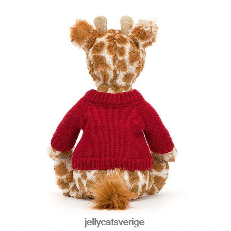 Jellycat leksak blyg giraff med personlig röd tröja orange 4206LT224