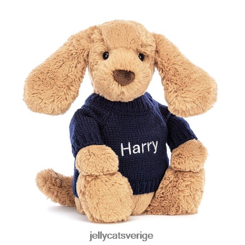 Jellycat leksak blyg kolavalp med personlig marinblå tröja beige 4206LT139