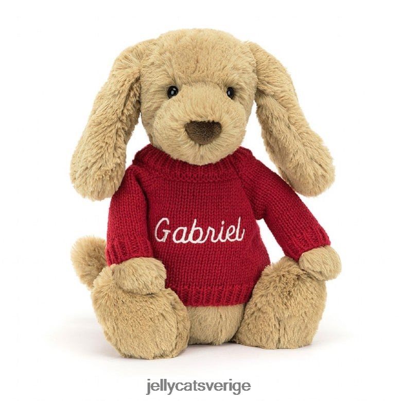 Jellycat leksak blyg kolavalp med personlig röd tröja beige 4206LT158