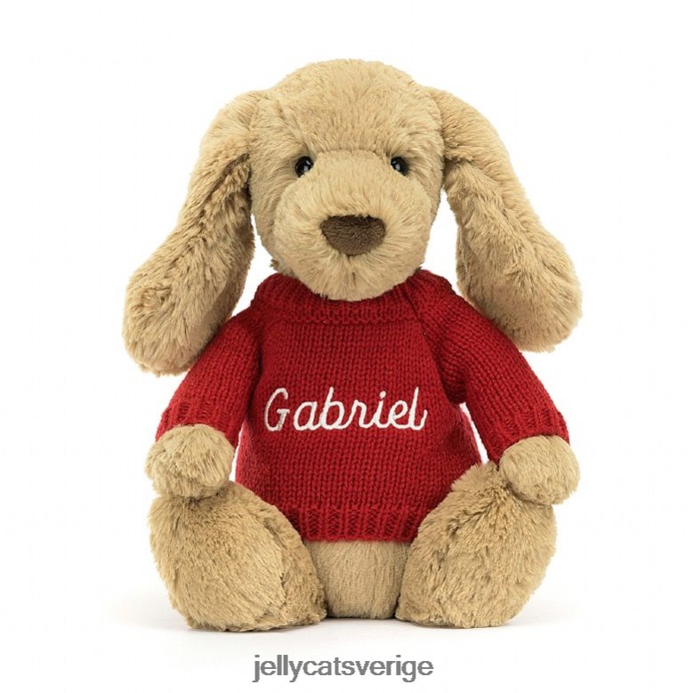 Jellycat leksak blyg kolavalp med personlig röd tröja beige 4206LT158