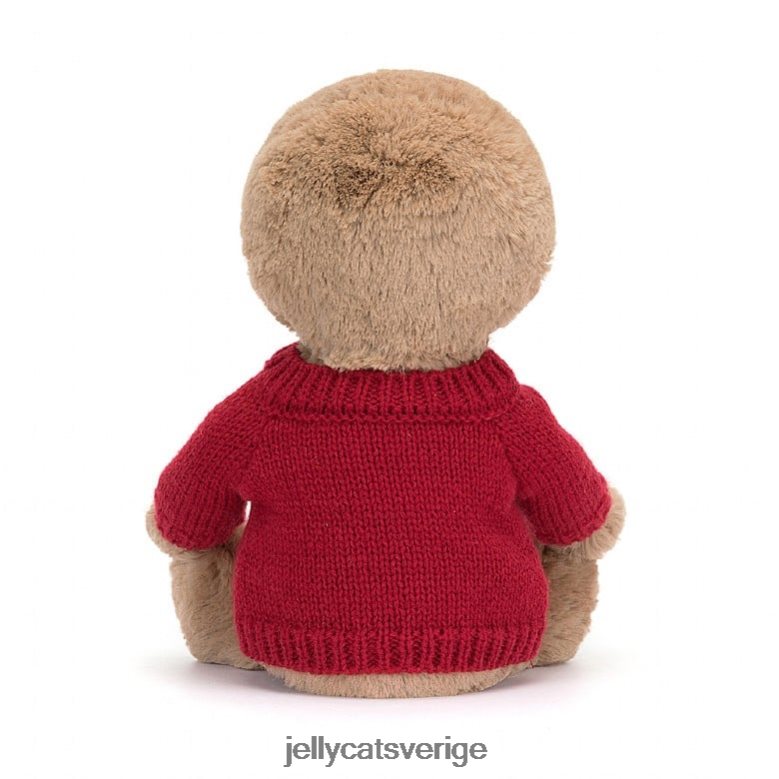 Jellycat leksak blyg sengångare med personlig röd jumper tan 4206LT205