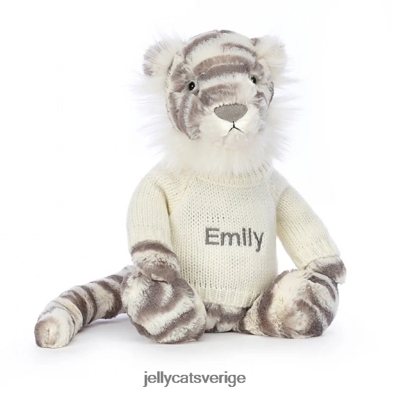 Jellycat leksak blyg snötiger med personlig gräddtröja grå och vit 4206LT578