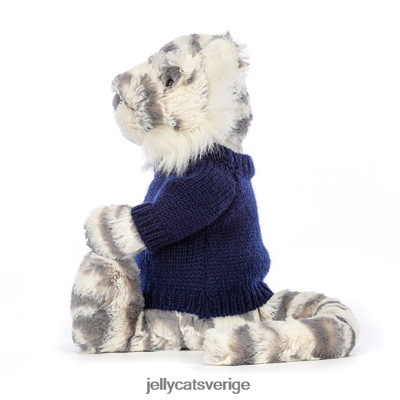 Jellycat leksak blyg snötiger med personlig marin tröja grå och vit 4206LT579