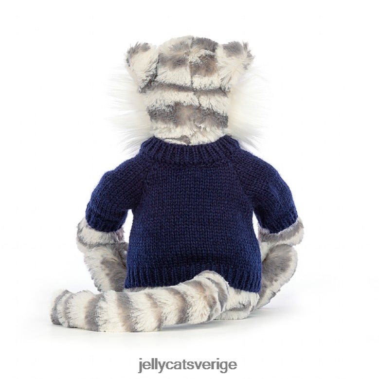 Jellycat leksak blyg snötiger med personlig marin tröja grå och vit 4206LT579