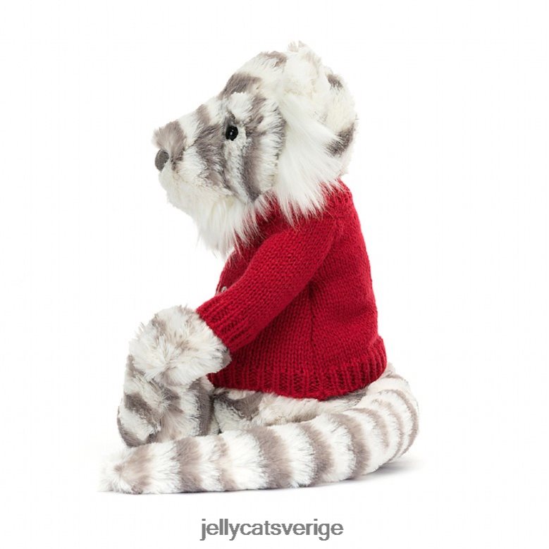 Jellycat leksak blyg snötiger med personlig röd tröja grå och vit 4206LT581